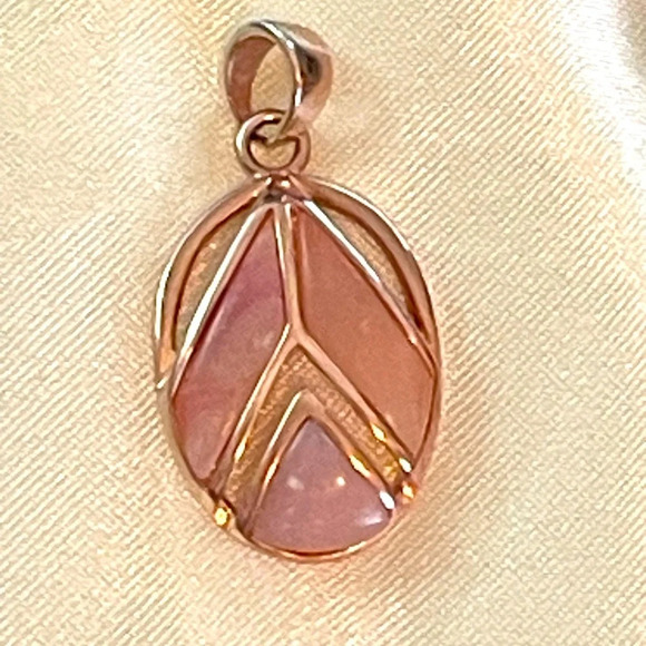 Pink Opal Rose Gold Over Sterling Silver Pendant & 18KGP Chain - Picture 6 of 8